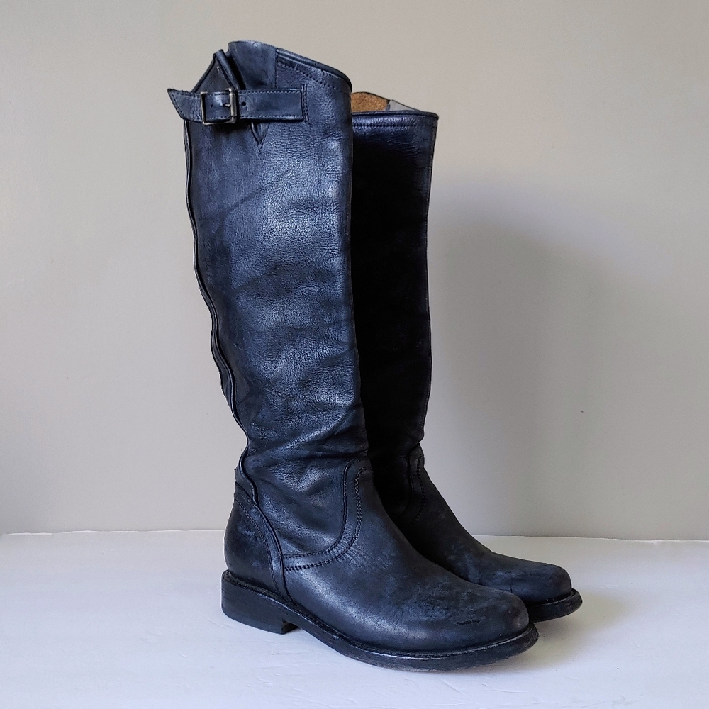 Freebird Contra Tall Boots Western Moto Size 7 Leather Blue Black - Picture 2 of 16